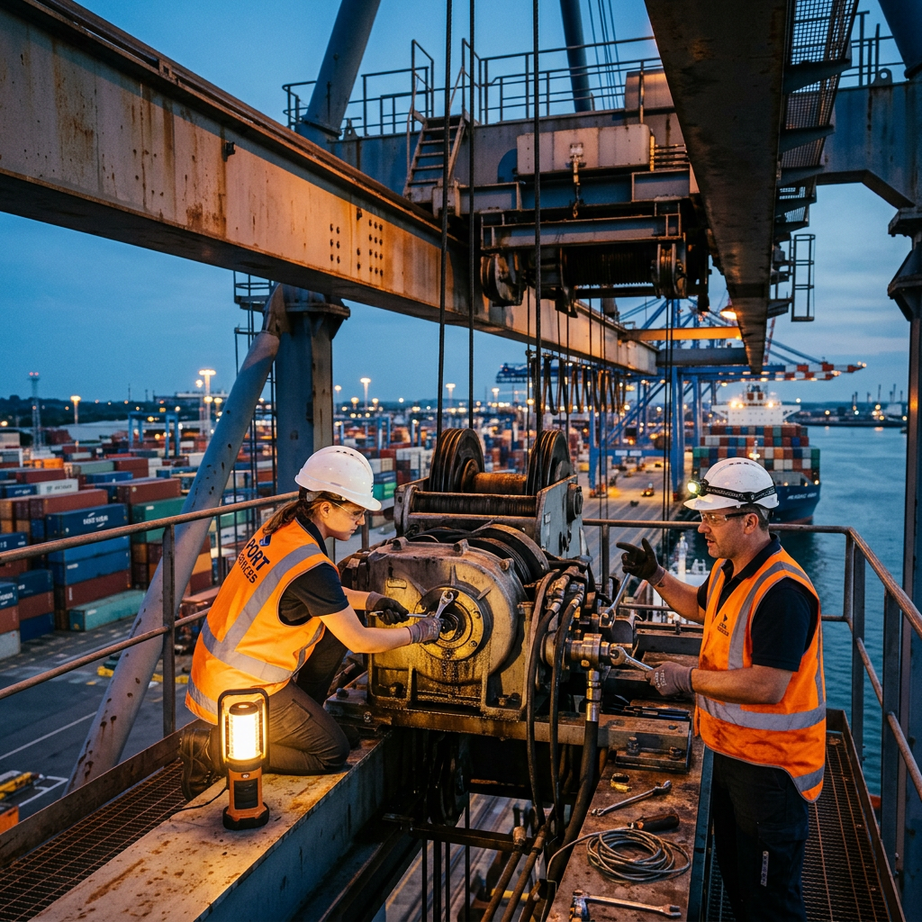 C-Eight engineers performing crane maintenance